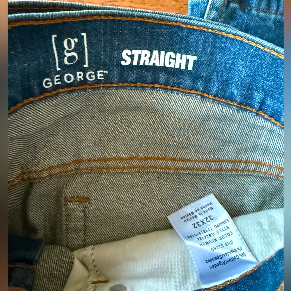Brand New George 32x32 Straight fit blue jeans